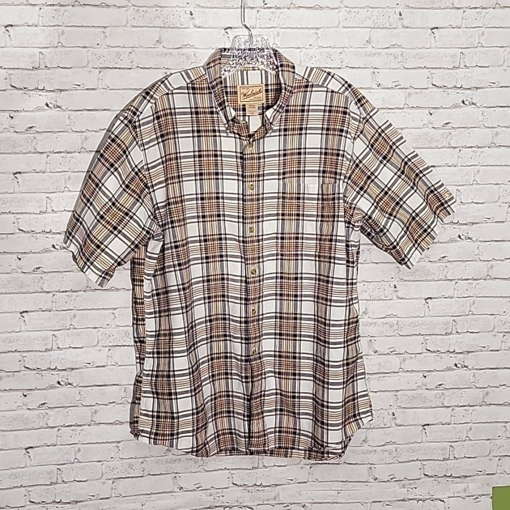 Woolrich Men's Plaid Short-sleeved Button-Down Shirt, Size Large